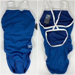 Speedo Endurance+ Women's Solid Flyback Training One Piece Navy/White Size 10/36